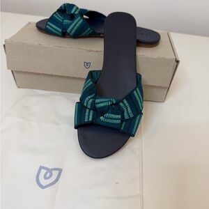 Rothy's Women's Green and Blue Striped Sandals